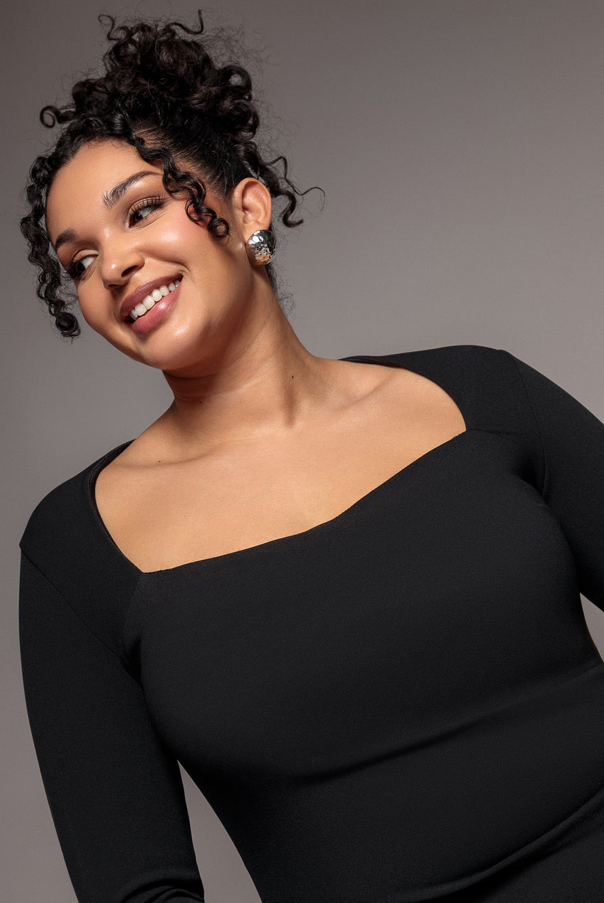 Ruched Midi Dress - Black DR29GC