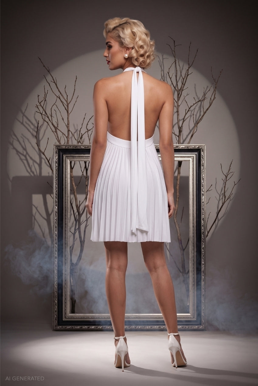 Multiway A-line Mini Hollywood Bombshell Halloween Costume - White DR2362-HAL
