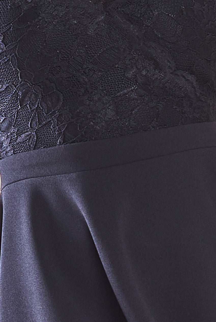 Off The Shoulder Lace Skater Mini Dress - Black DR2563C