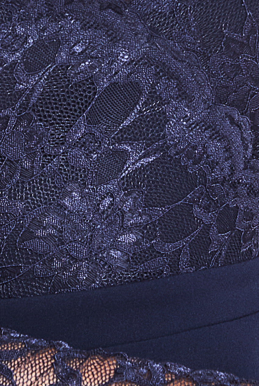 Off The Shoulder Lace Skater Mini Dress - Navy Blue DR2563C