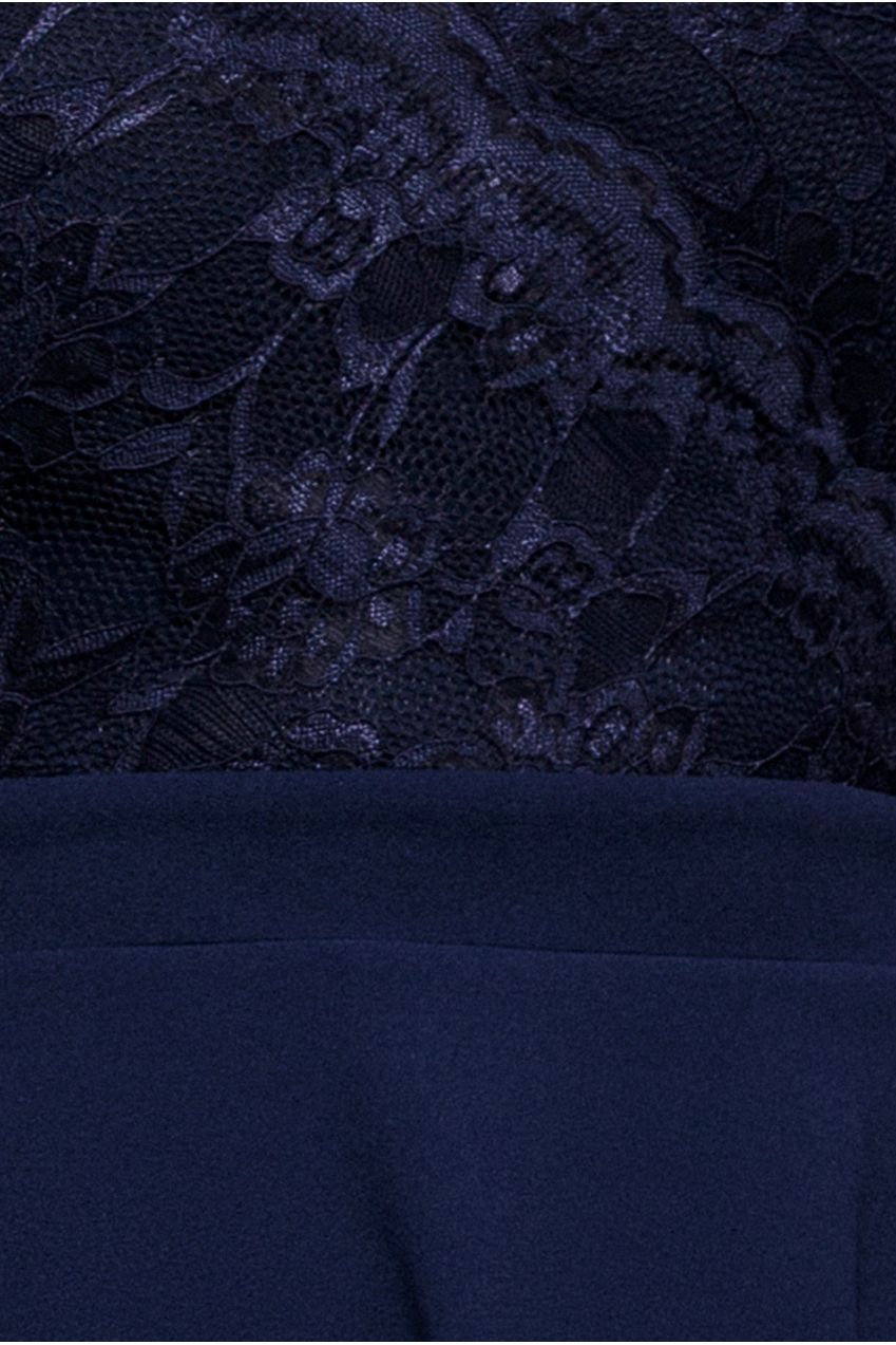 Off The Shoulder Lace Skater Mini Dress - Navy Blue DR2563C