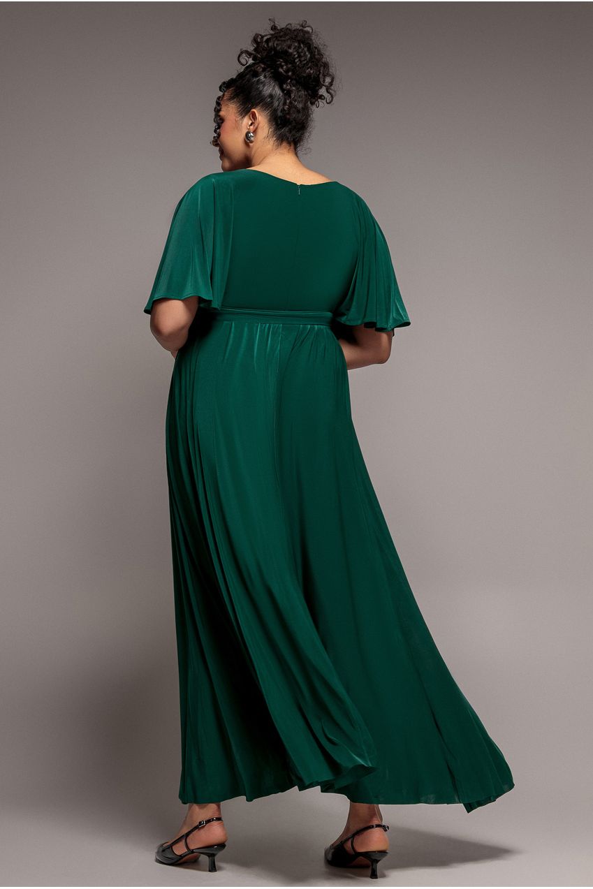 Wrap Front Maxi With Flutter Sleeves - Botanical Green DR2565P
