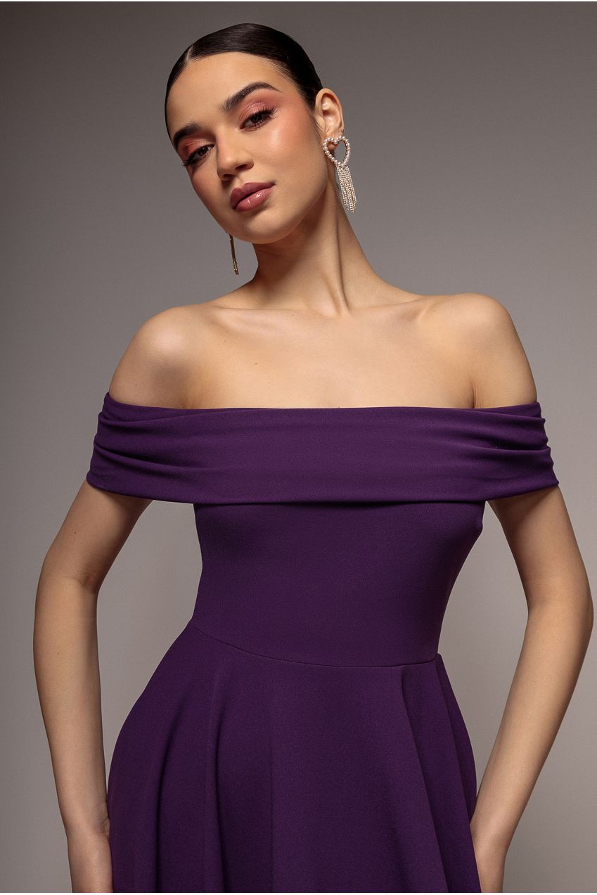 Bardot Scuba Crepe Skater Mini Dress - Purple DR2575A