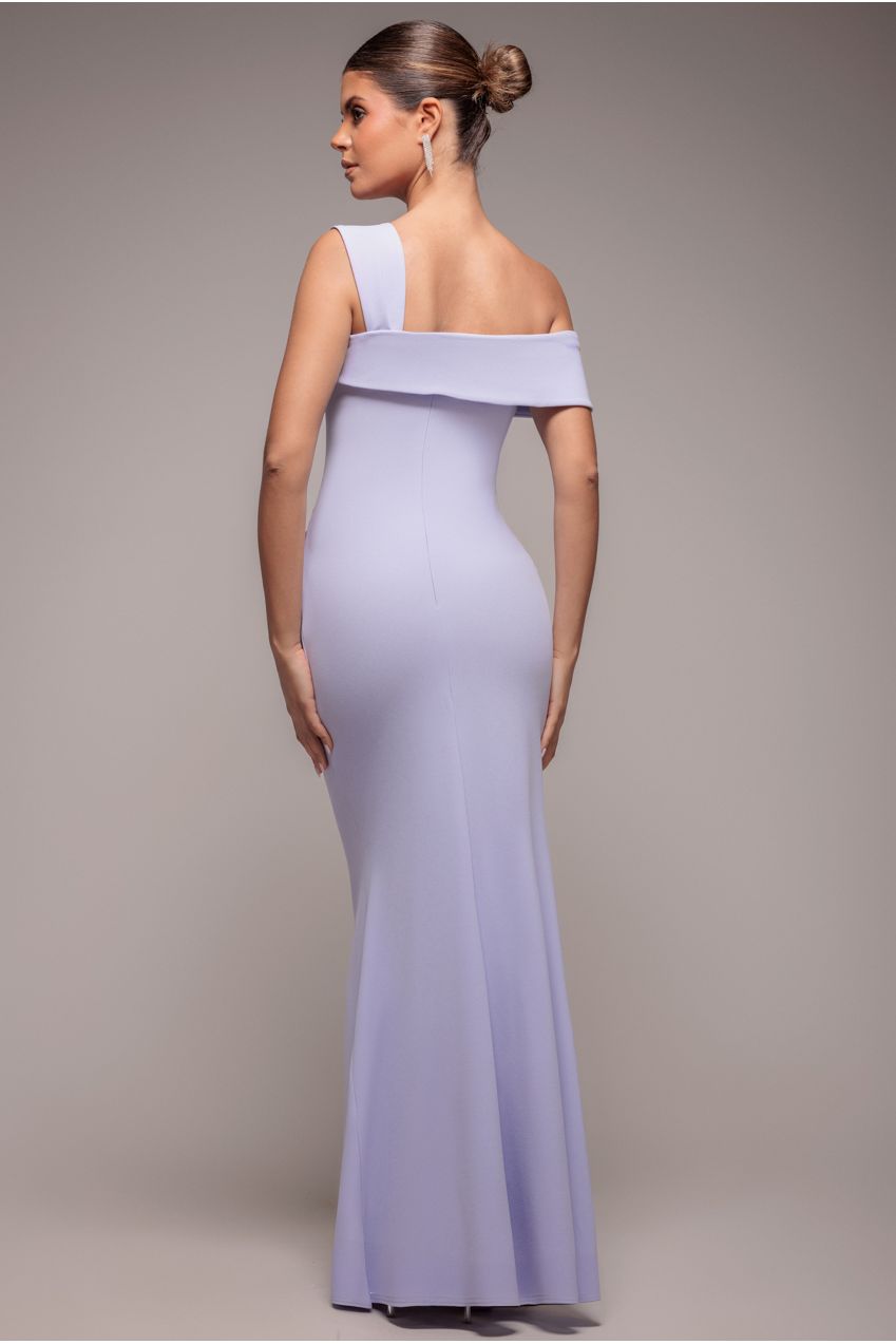 Off The Shoulder Pleated Waist Maxi Dress - Lilac DR2594
