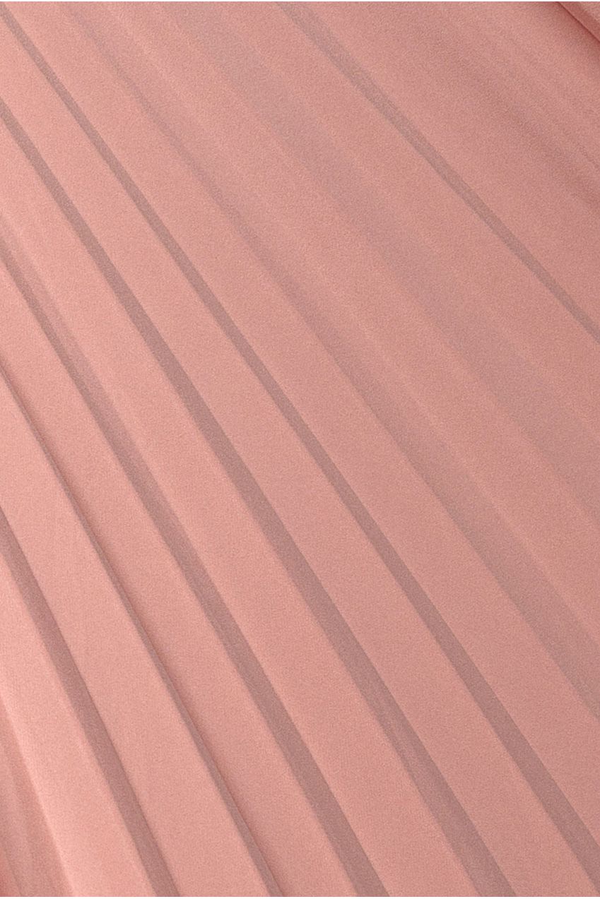Plunge Neck Long Sleeve A Line Maxi Dress - Blush Pink DR2608