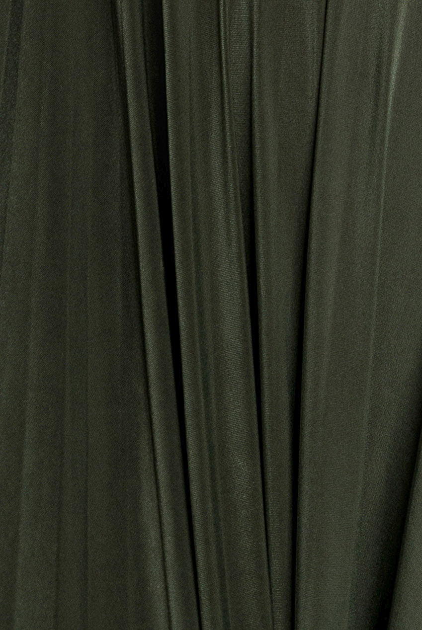 Plunge Neck Long Sleeve A-line Maxi Dress - Olive Green DR2608