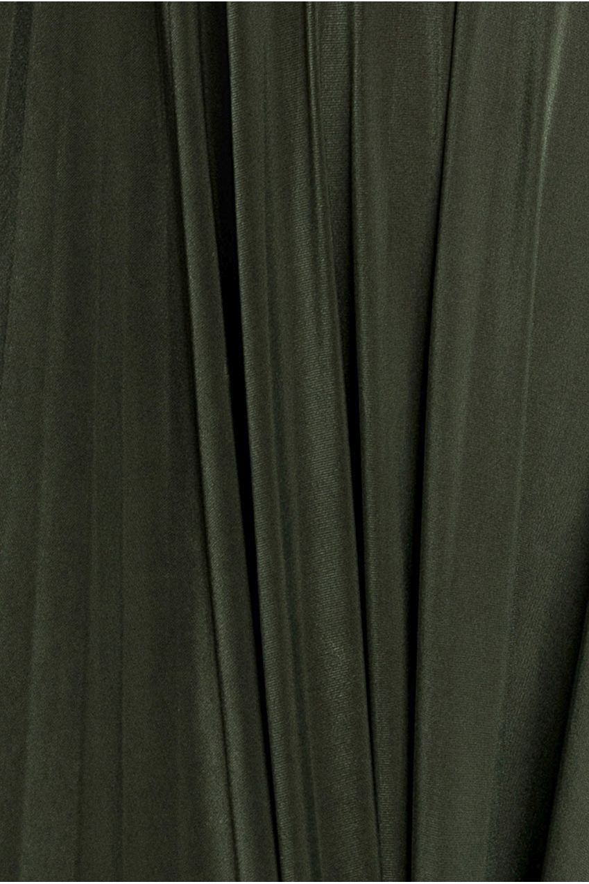 Plunge Neck Long Sleeve A-line Maxi Dress - Olive Green DR2608