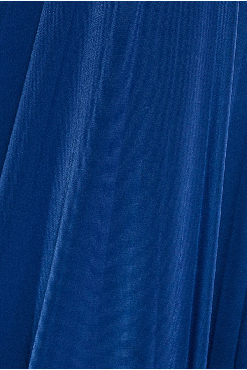 Plunge Neck Long Sleeve A Line Maxi Dress - Royal Blue DR2608