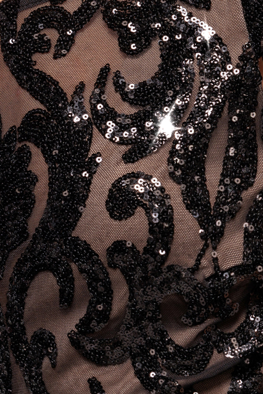 Tassel Split Maxi Dress - Black DR2616