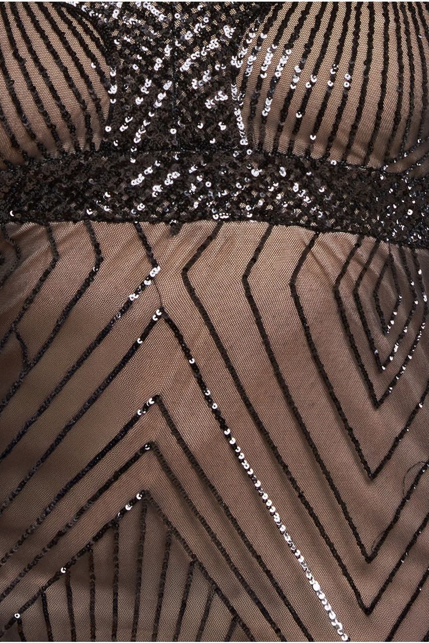 Scalloped Hem Starburst Midi Dress - Black DR2617P