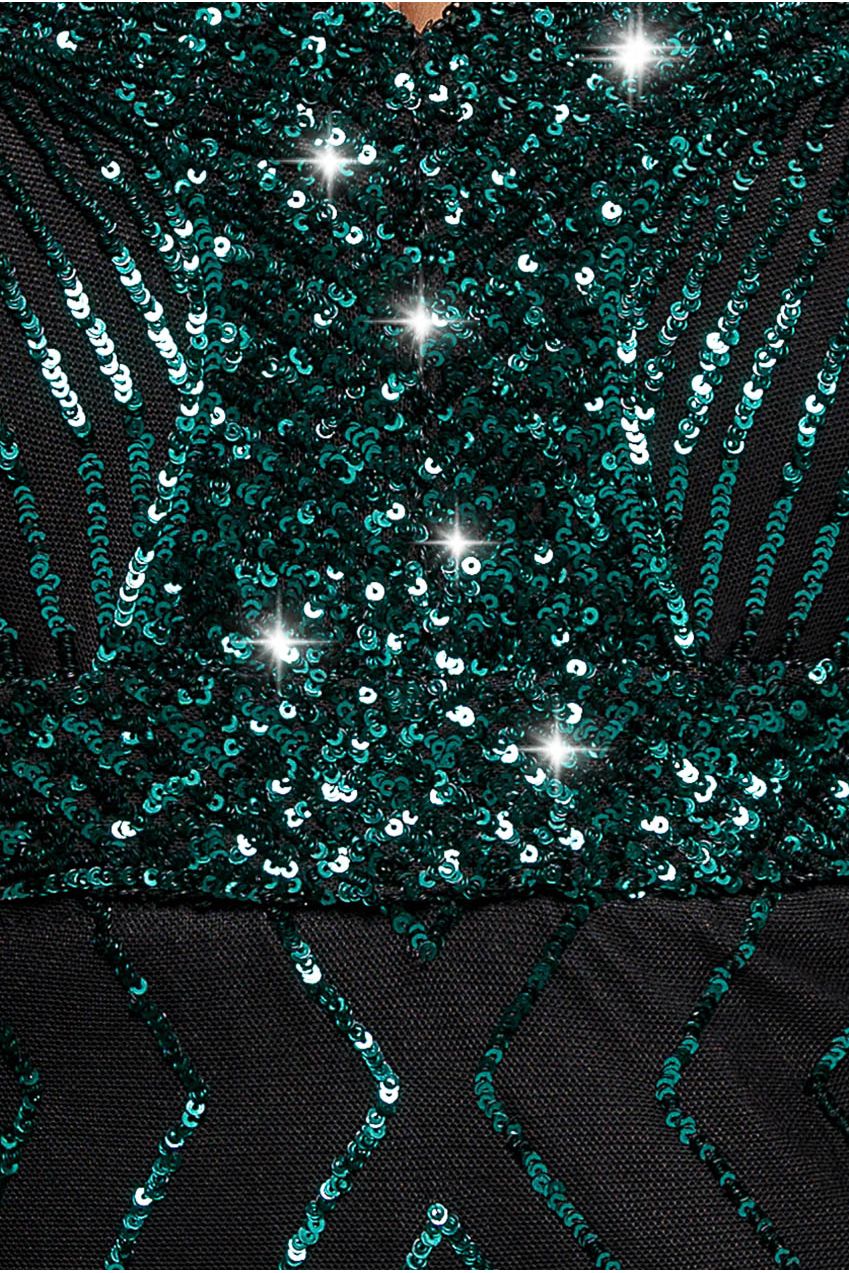 Scalloped Hem Starburst Midi Dress - Emerald DR2617P