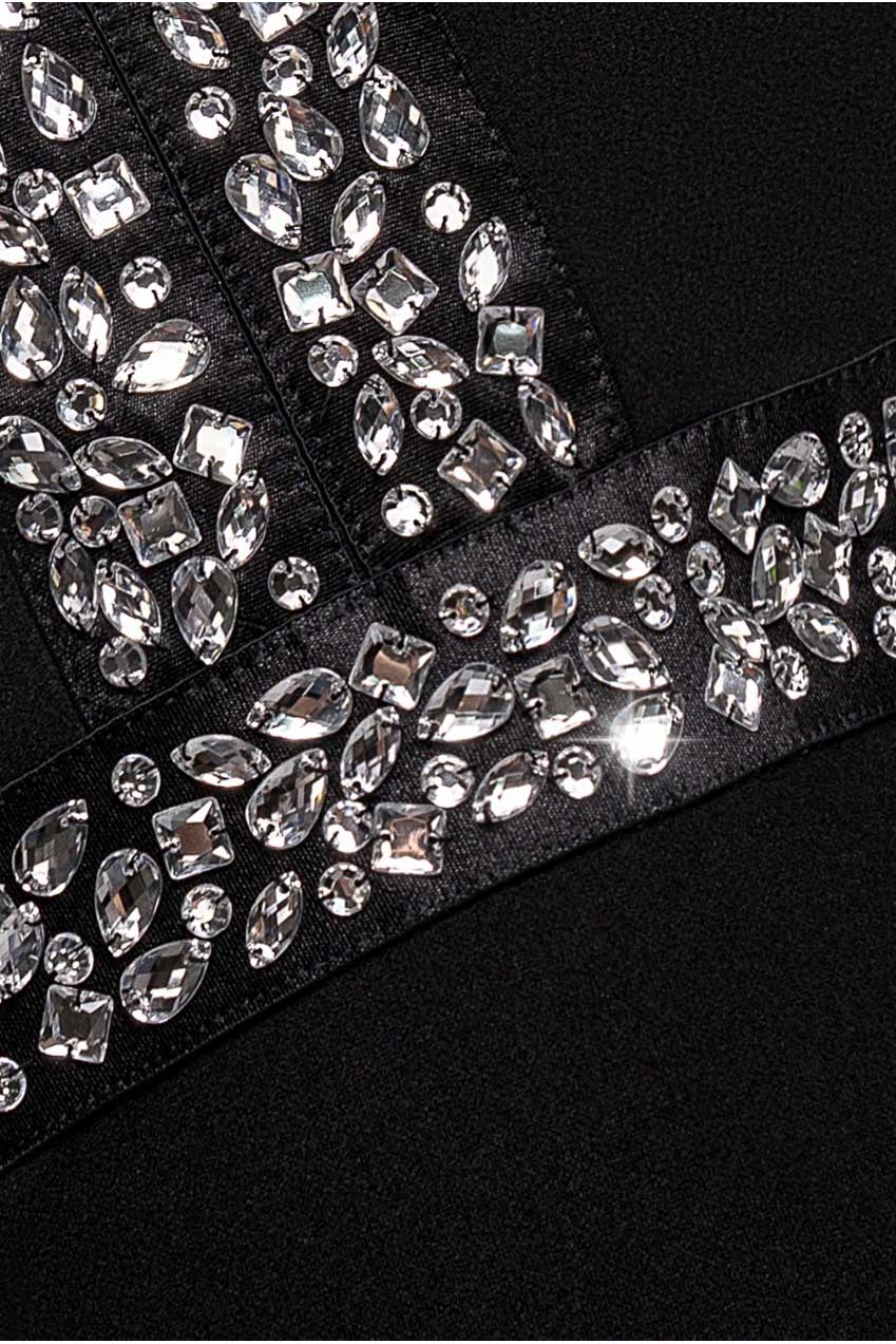 Diamante Cross Back Maxi Dress - Black DR2634QZ