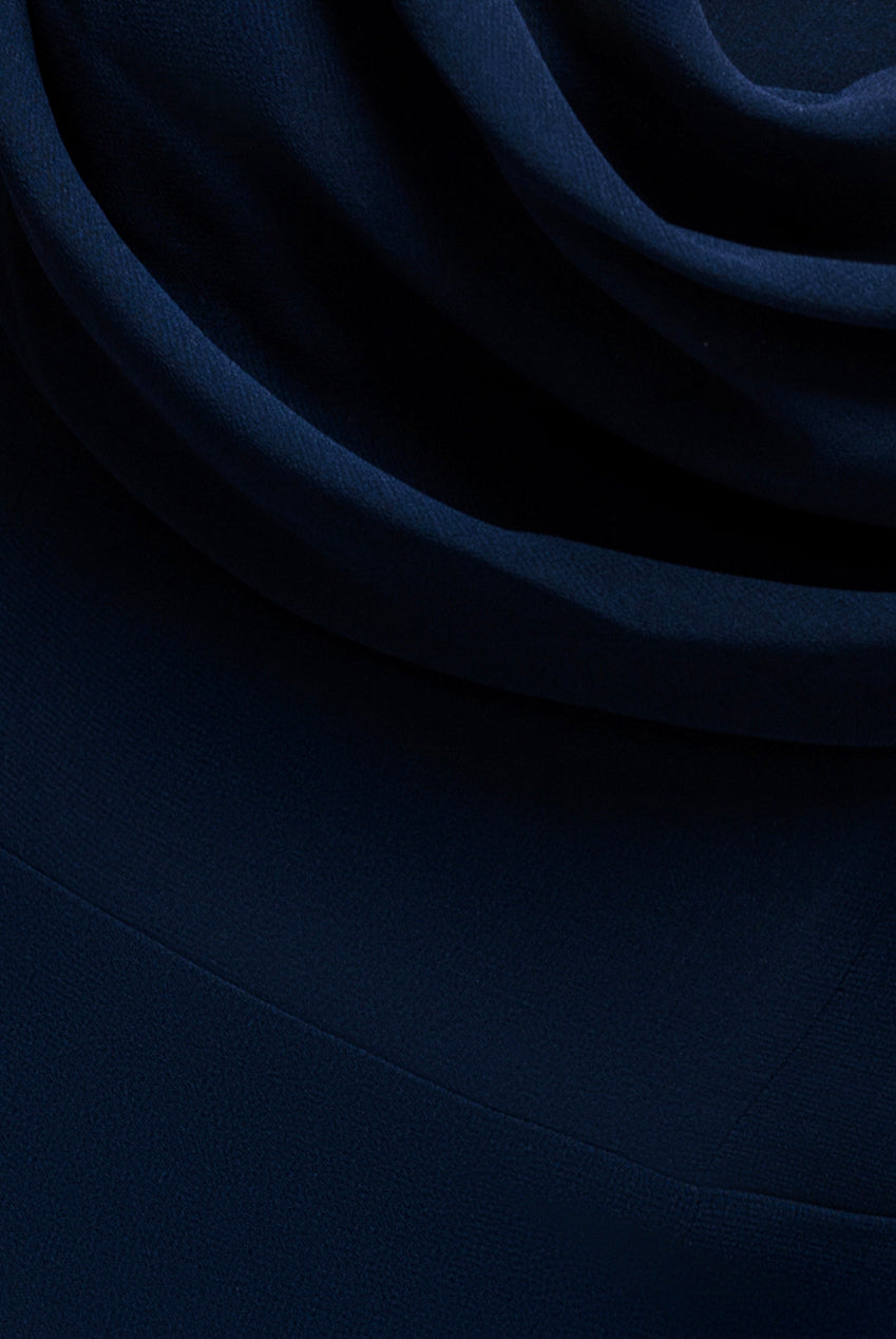 Chiffon Bardot Cowl Neck Maxi Dress - Navy DR2781A