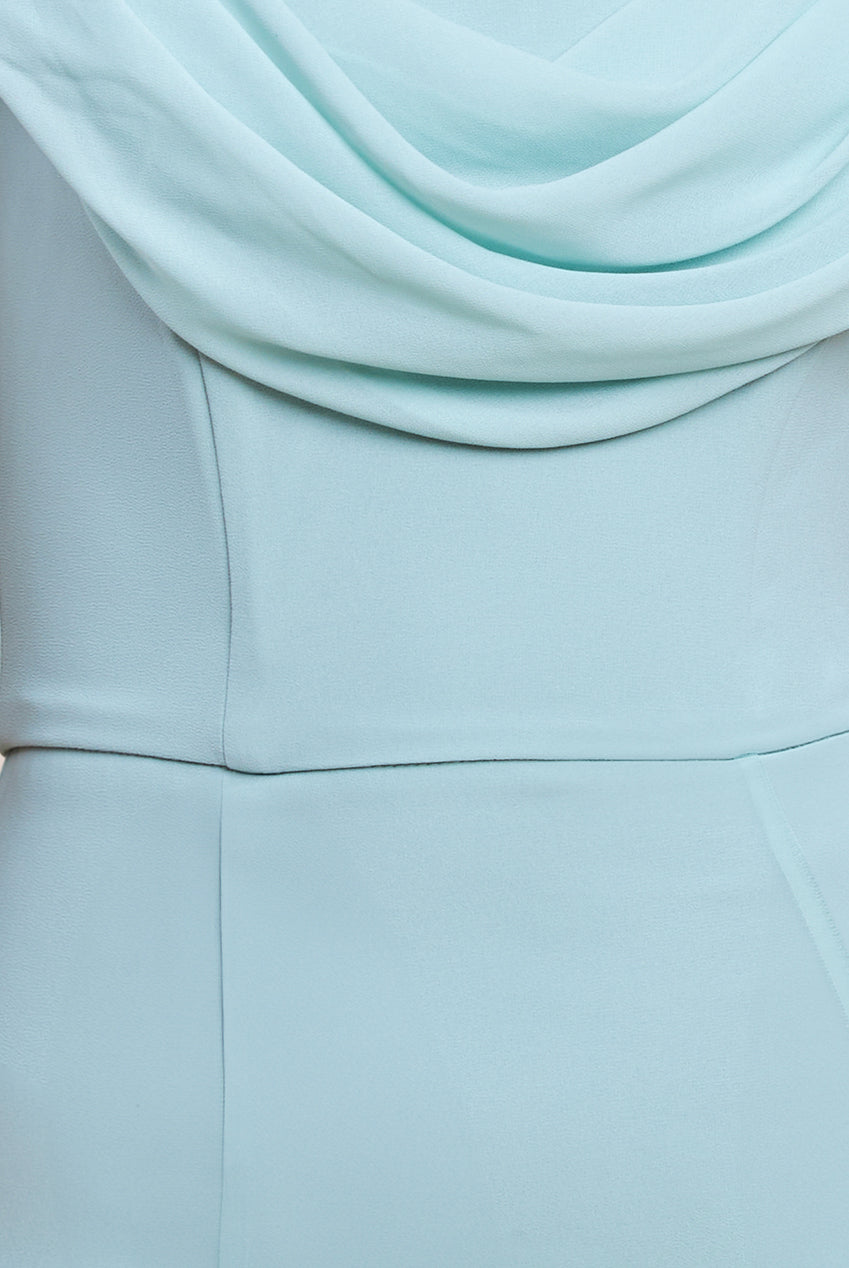 Chiffon Bardot Cowl Neck Maxi Dress - Sage Green DR2781A