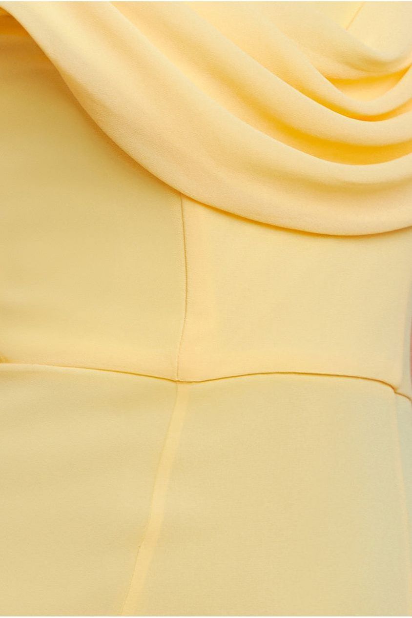 Chiffon Bardot Cowl Neck Maxi Dress - Lemon DR2781A