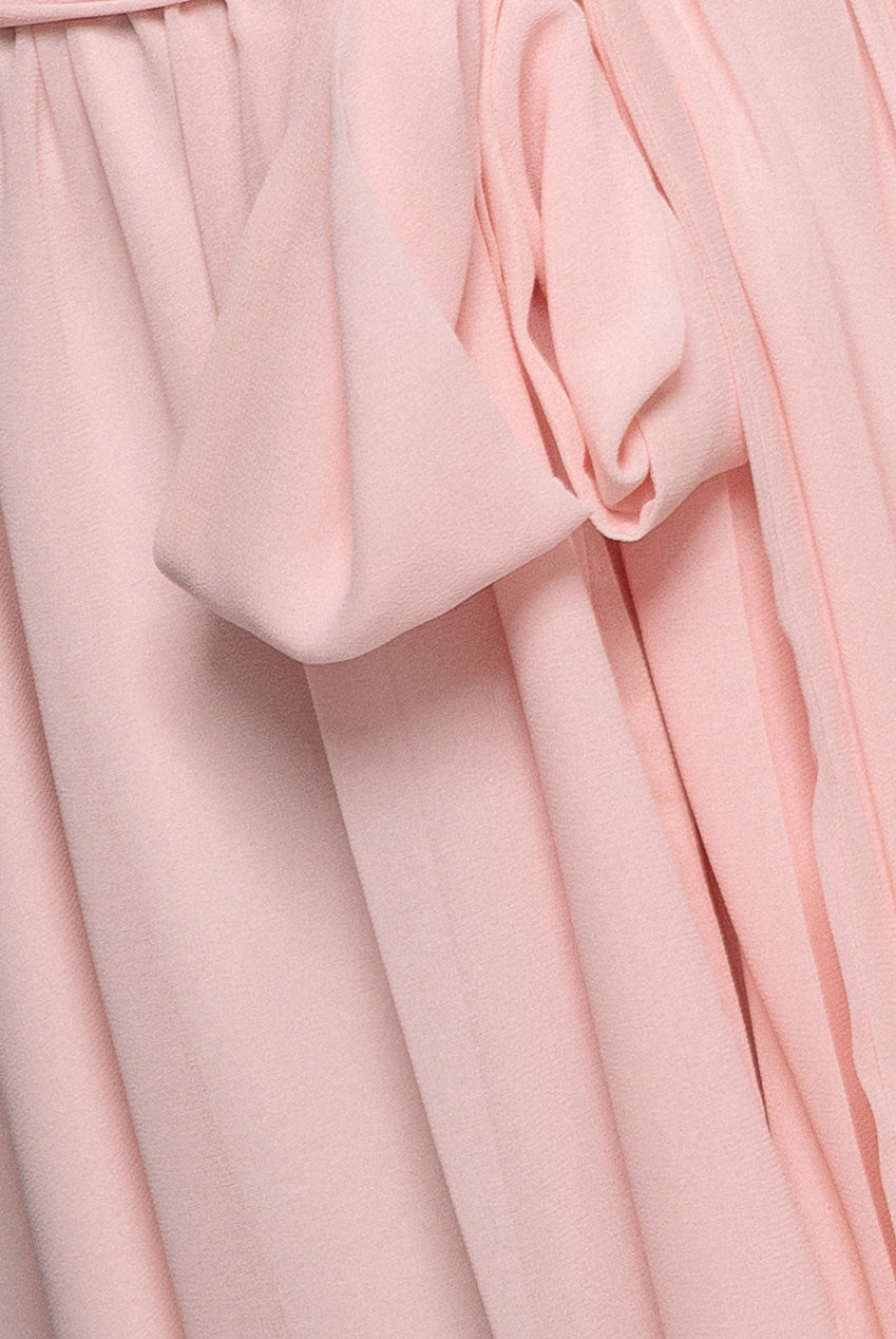Flutter Sleeve Wrap Mini Dress With Elasticated Waist - Soft Pink DR2843