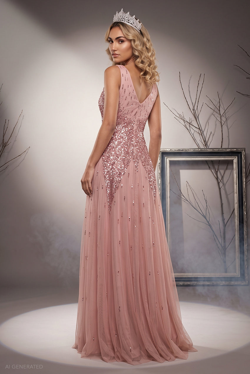 Sequin A-line Maxi Dress Glinda-Inspired Halloween Costume - Blush Pink DR2882-HAL