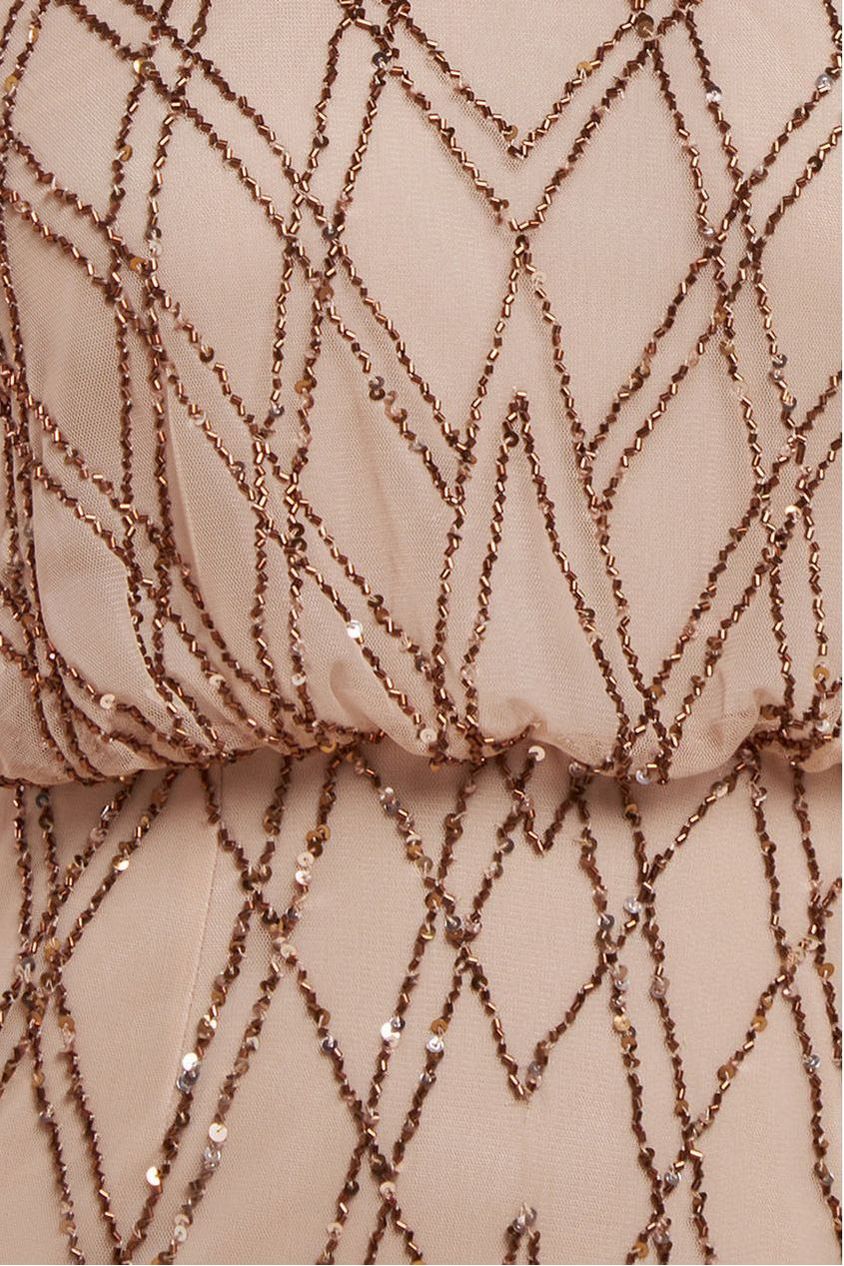 Racer Neck Sleeveless Hand Embellished Sequin Maxi Dress - Champagne DR2889