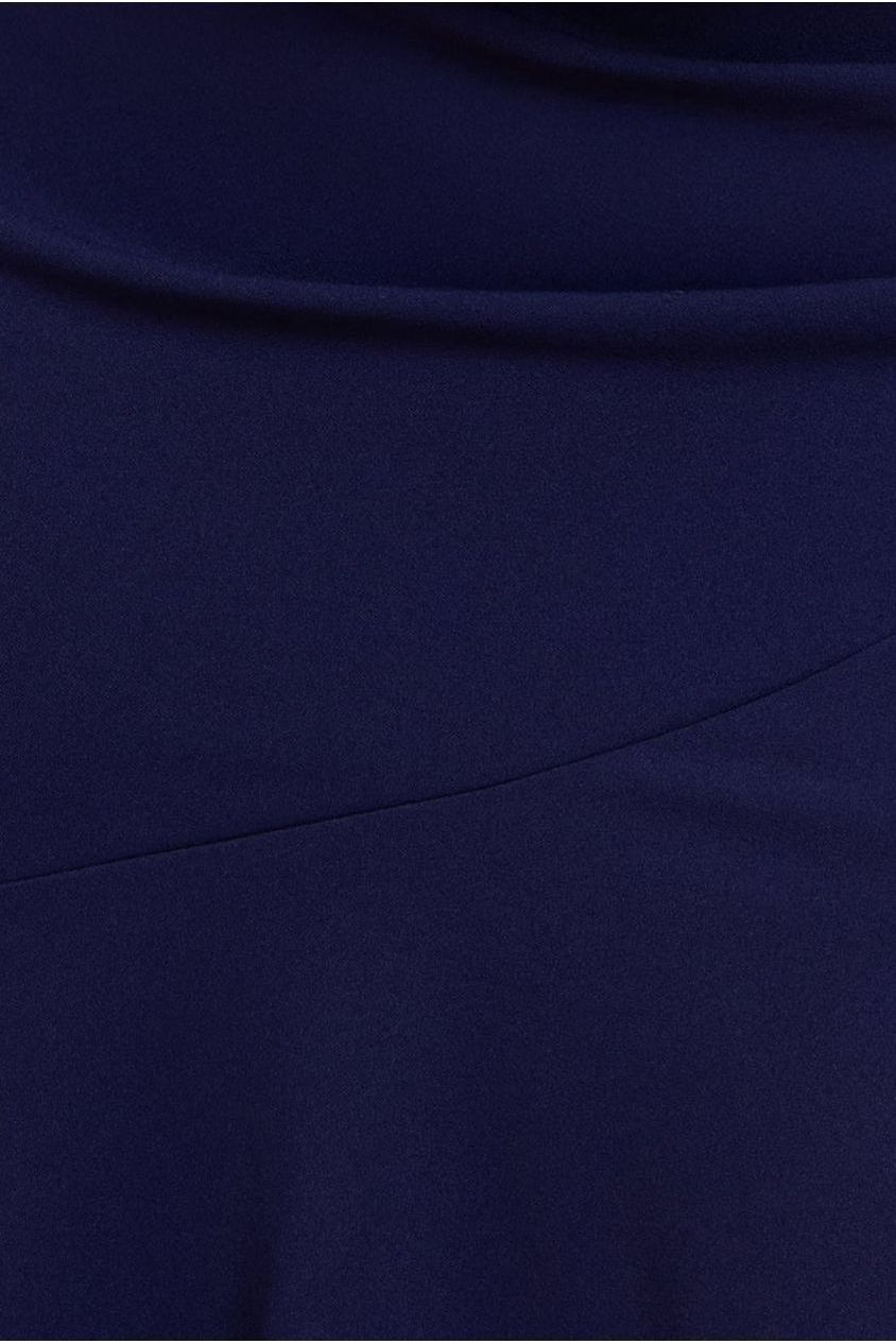 Scuba Crepe Off Shoulder Front Split Maxi Dress - Navy Blue DR2930PLUS