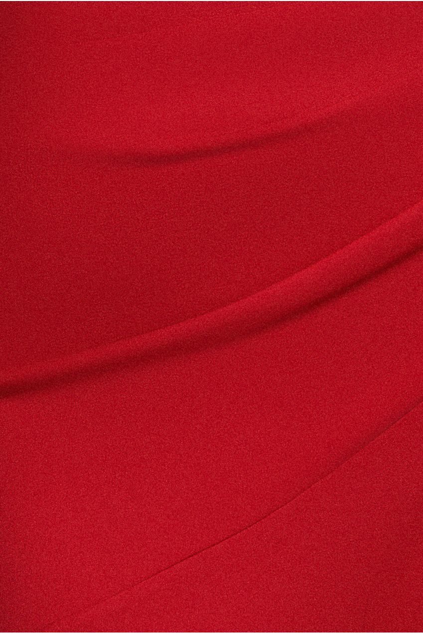 Scuba Crepe Off Shoulder Front Split Maxi Dress - Red DR2930SC