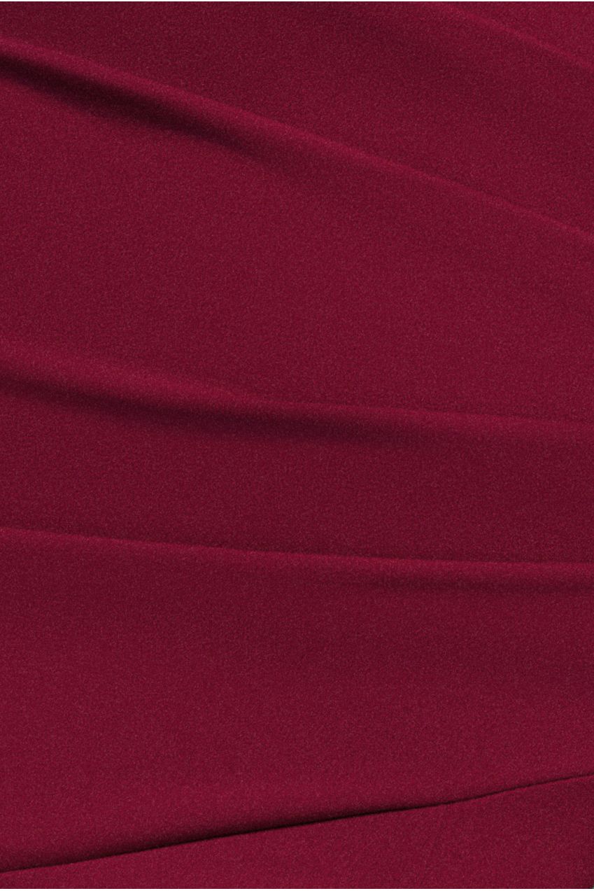 Scuba Crepe Off Shoulder Front Split Maxi Dress - Wine DR2930