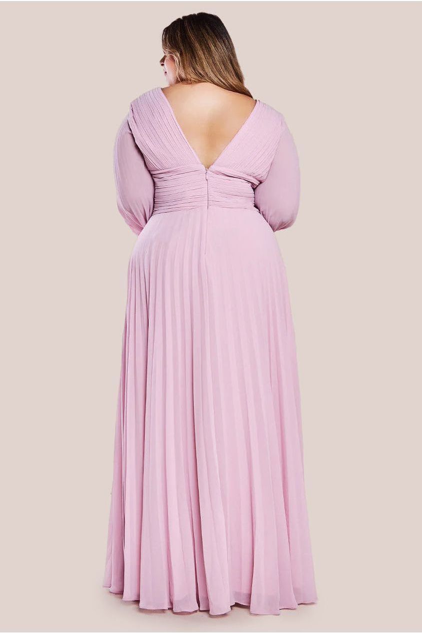 Balloon Sleeve Chiffon Maxi Dress - Pink DR3041PQZ