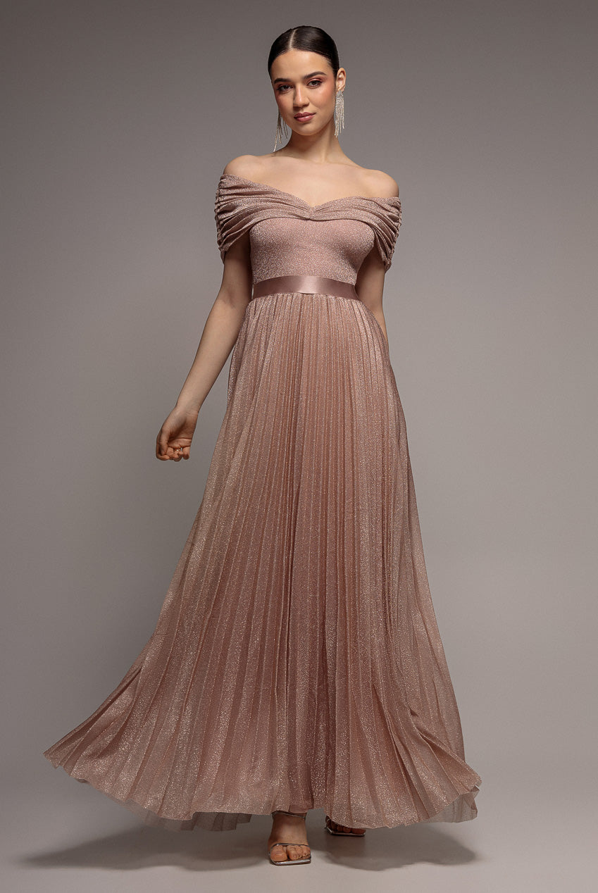 Bardot Pleated Skirt Maxi Dress - Blush DR3096A