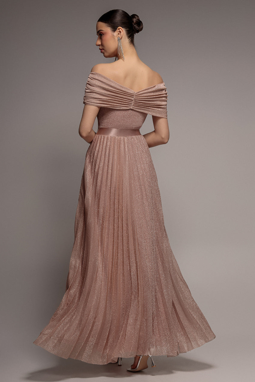 Bardot Pleated Skirt Maxi Dress - Blush DR3096A