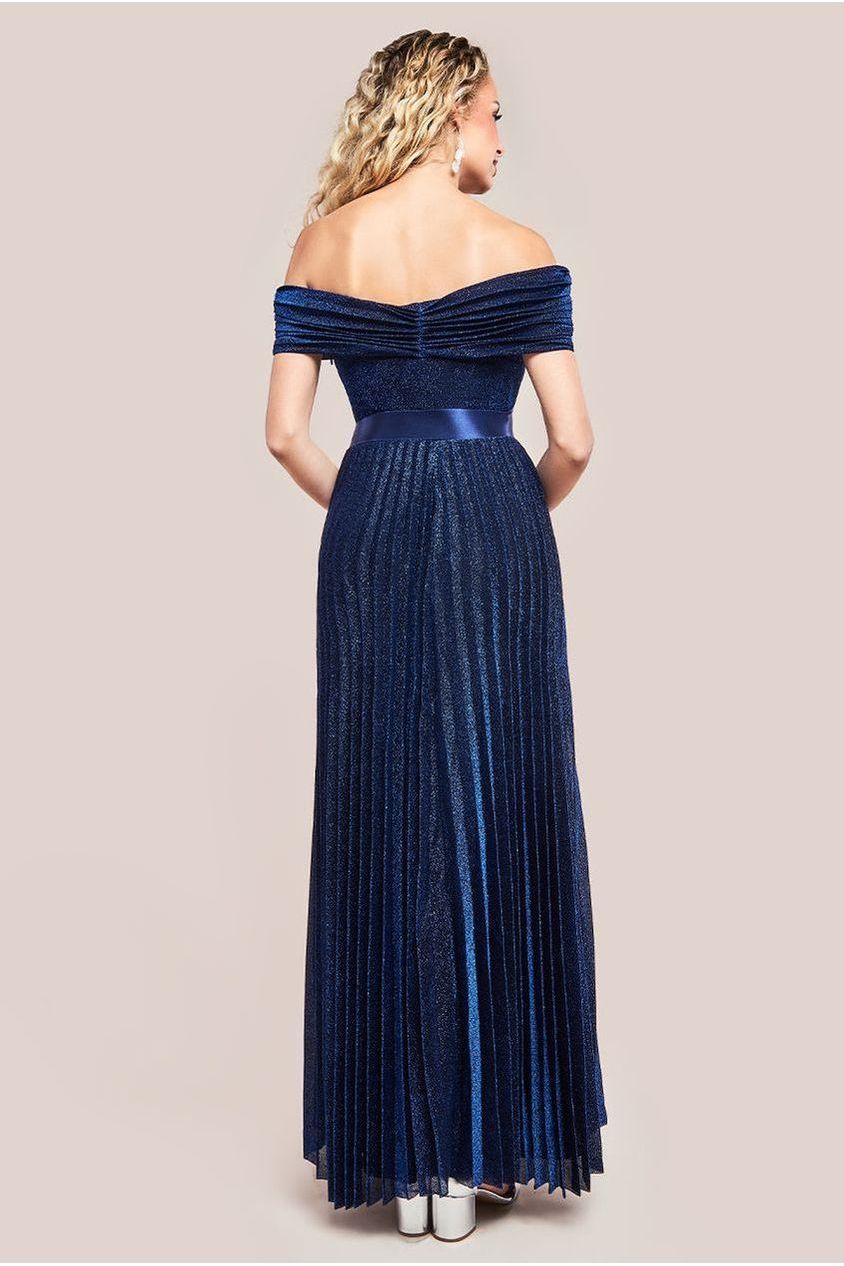 Bardot Pleated Skirt Maxi Dress - Navy DR3096A