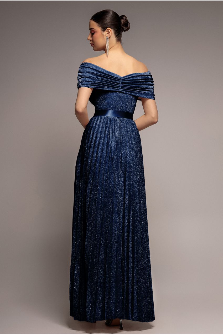 Bardot Pleated Skirt Maxi Dress - Navy DR3096A