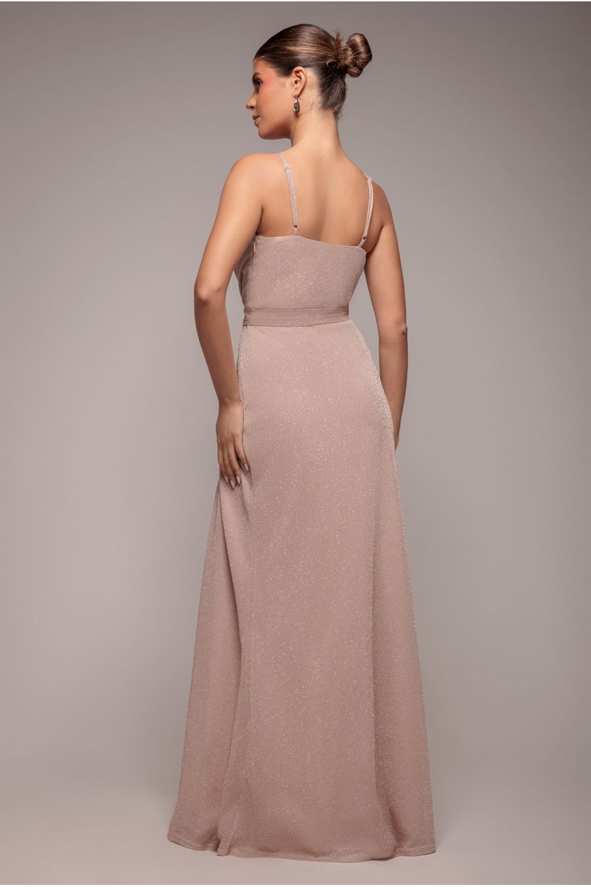 Wrap Style Spaghetti Strap Maxi With Split - Blush DR3137A