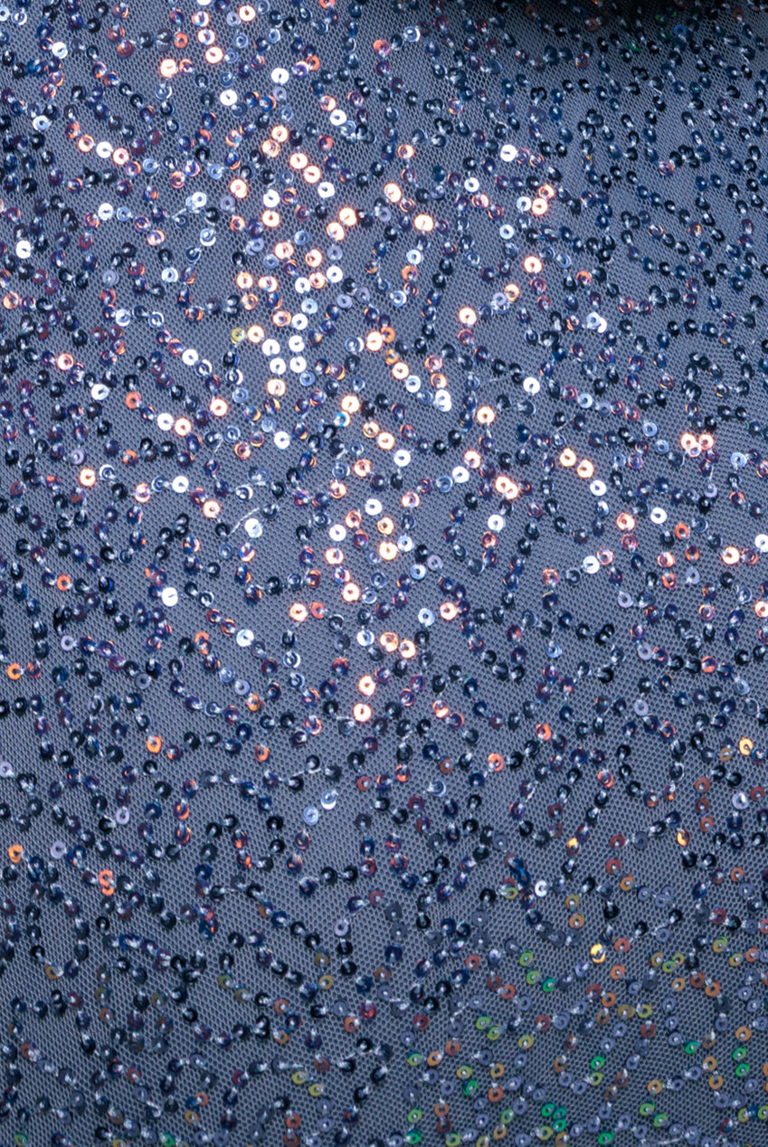 Cowl Back Sequin Maxi Dress - Blue DR3191