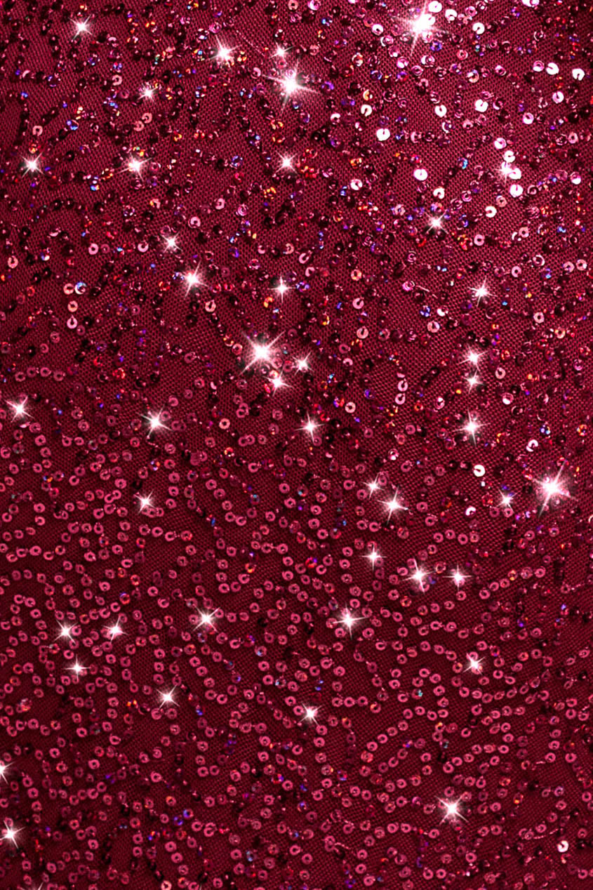 Cowl Back Sequin Maxi - Burgundy DR3191