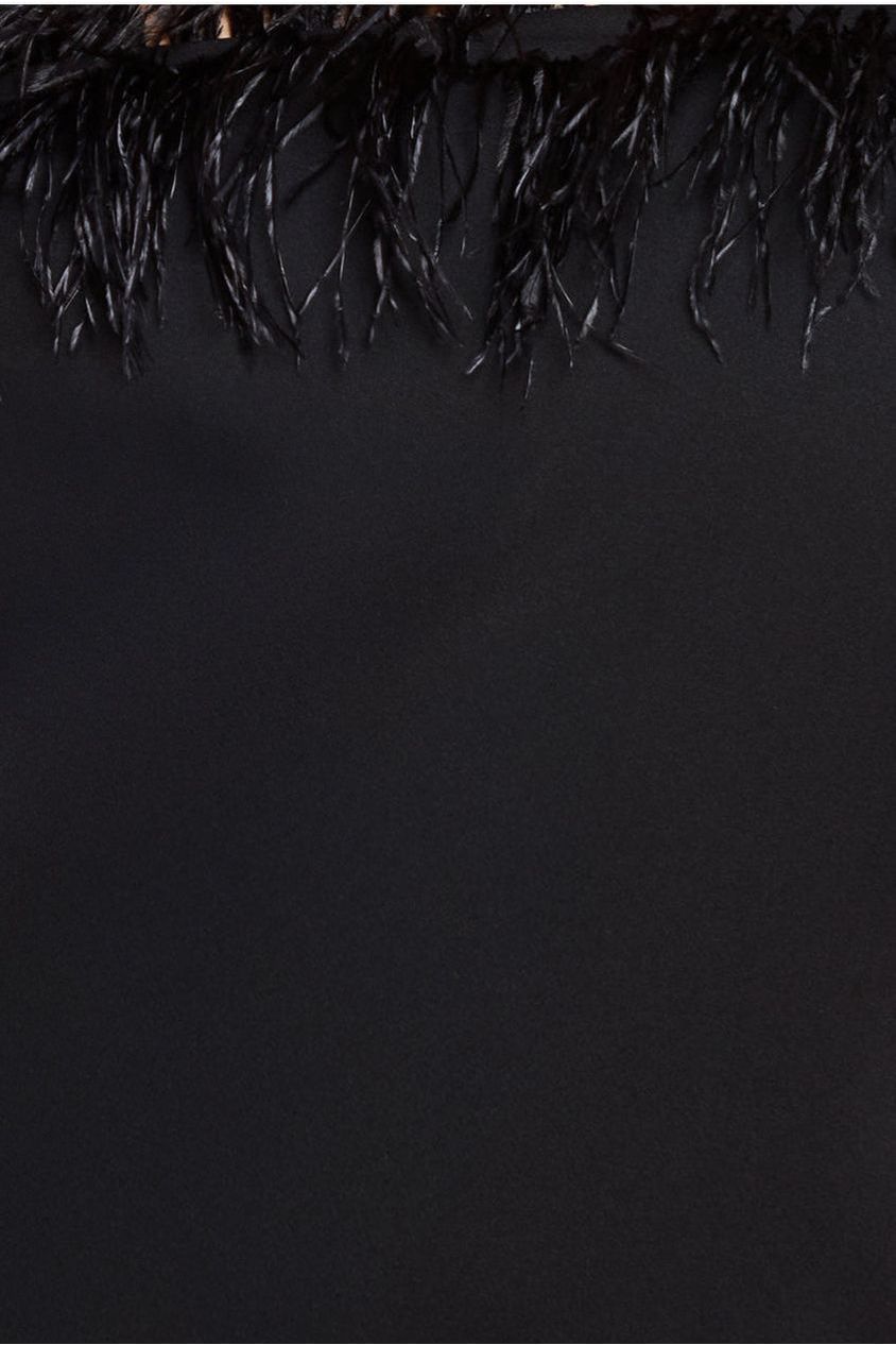 Off The Shoulder Feather Midi Dress - Black DR3200P