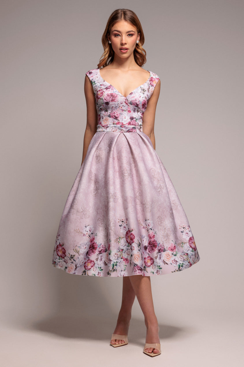 Sweetheart Floral Midi Dress - Blush DR3207