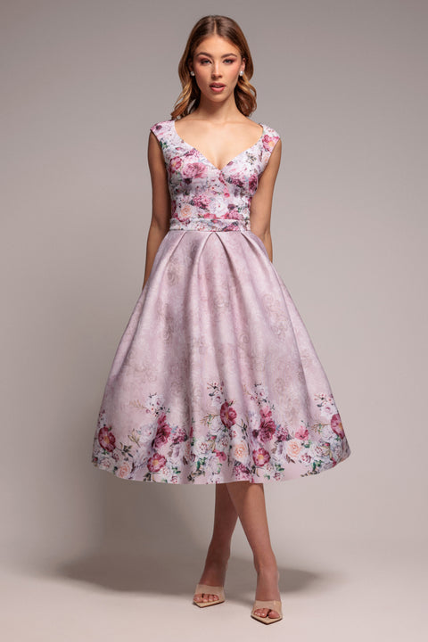 Sweetheart Floral Midi Dress - Blush by Goddiva