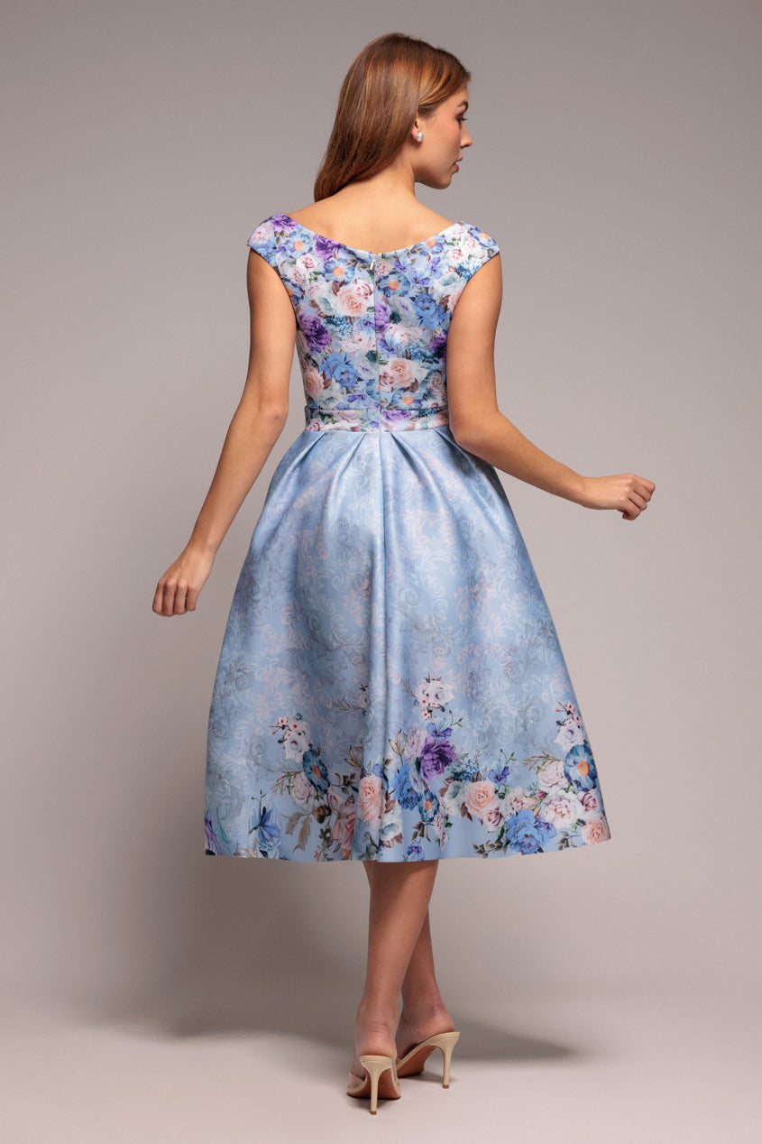 Sweetheart Floral Midi Dress - Powder Blue DR3207