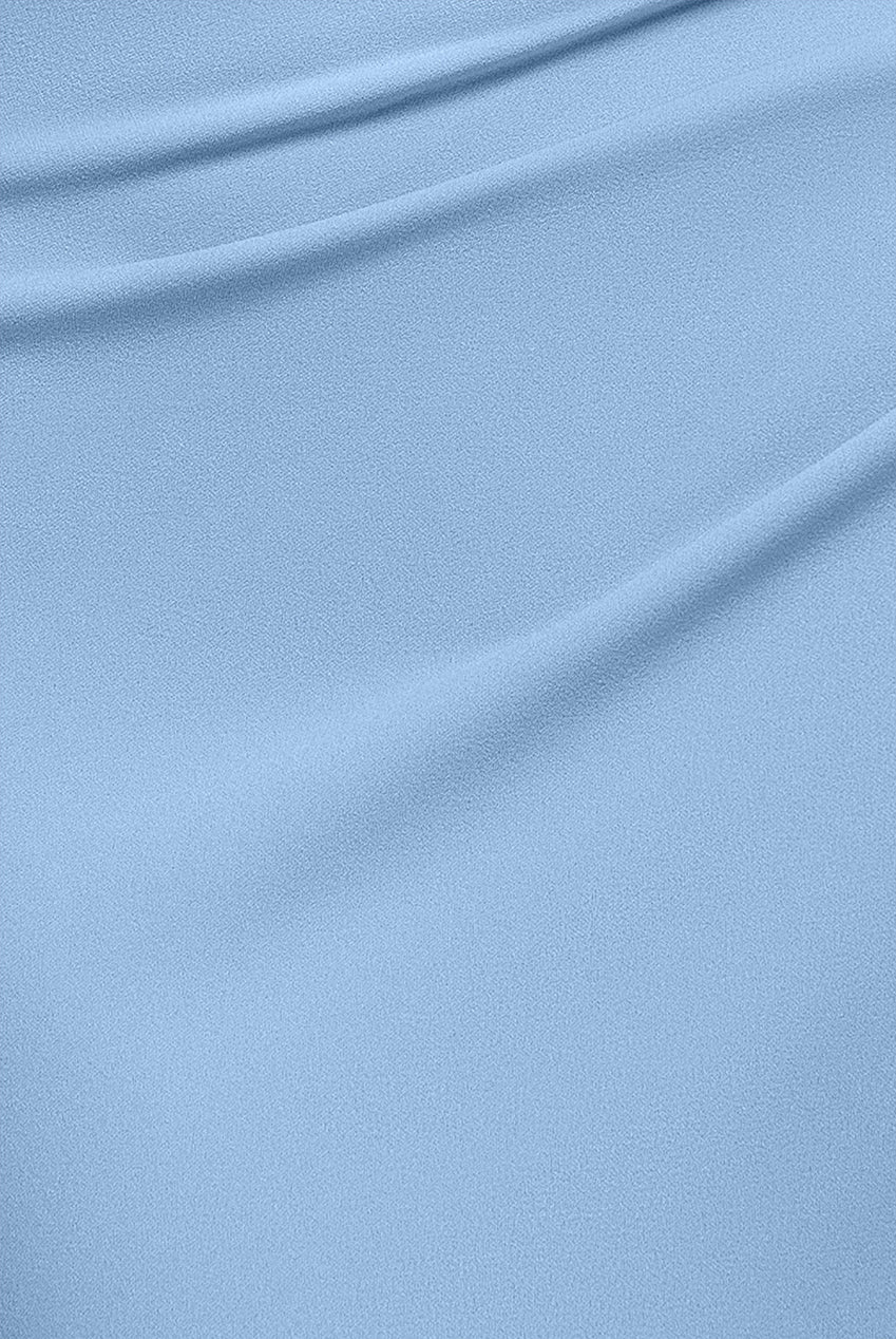 One Shoulder Asymmetric Scuba Crepe Maxi Dress - Powder Blue DR3231