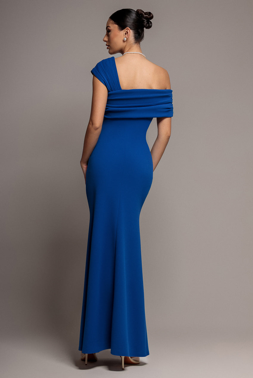 One Shoulder Evening Maxi Dress - Royal Blue DR3231