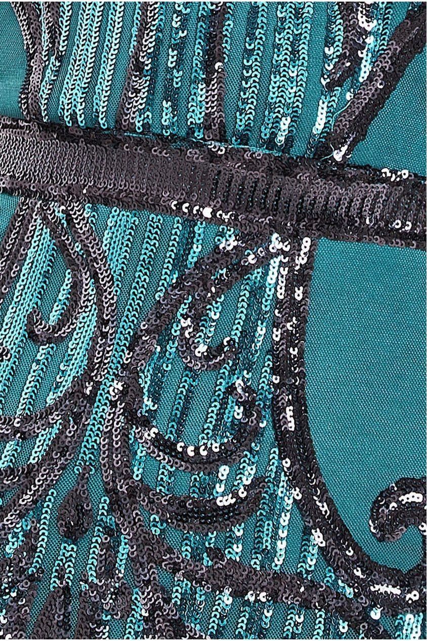 Modesty Sequin & Mesh Maxi Dress - Emerald DR3235MOD