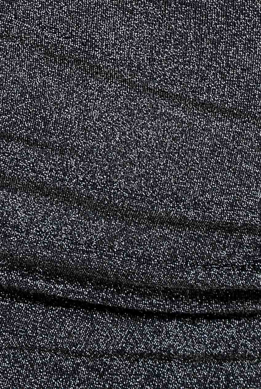 Lurex One Shoulder Ruched Midi Dress - Black Silver DR3268