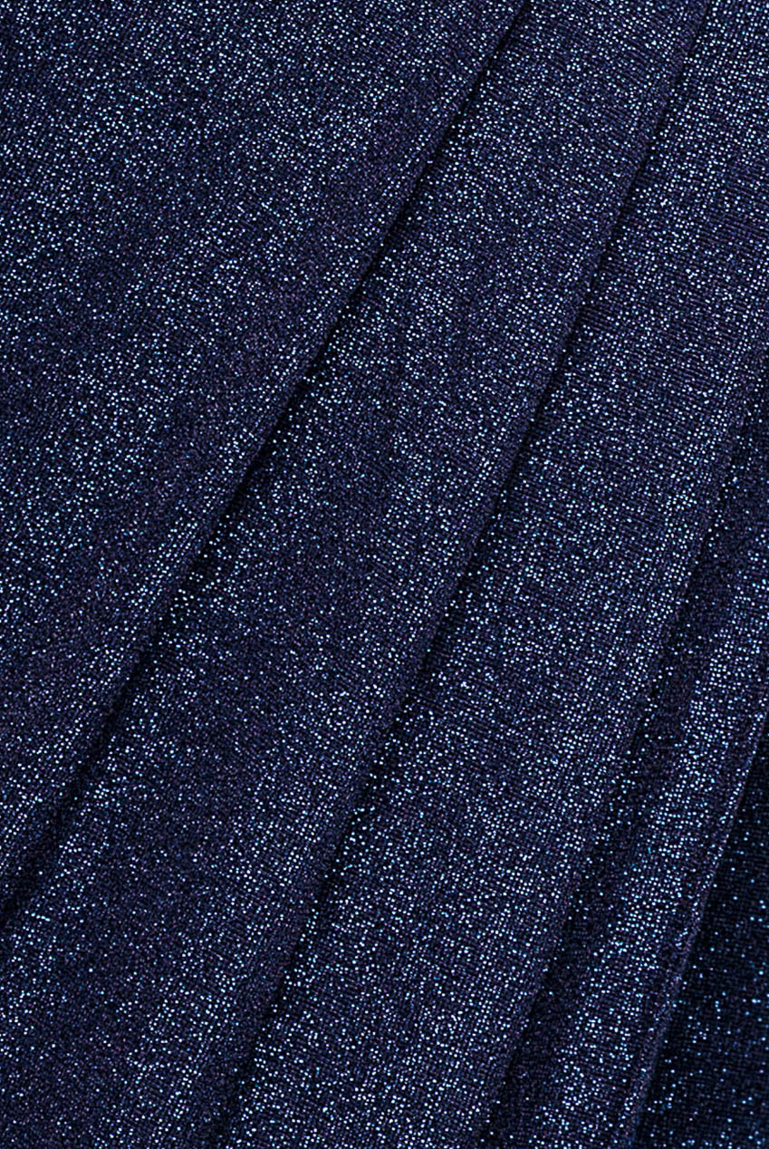 Plunge Neck Wrap Front Split Lurex Maxi Dress - Navy Blue DR3314