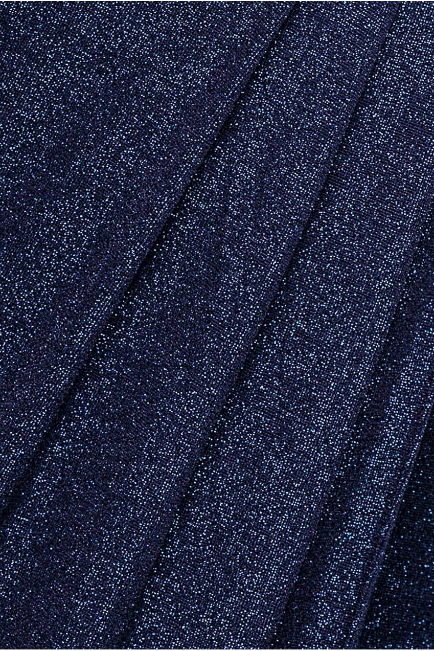 Plunge Neck Wrap Front Split Lurex Maxi Dress - Navy Blue DR3314
