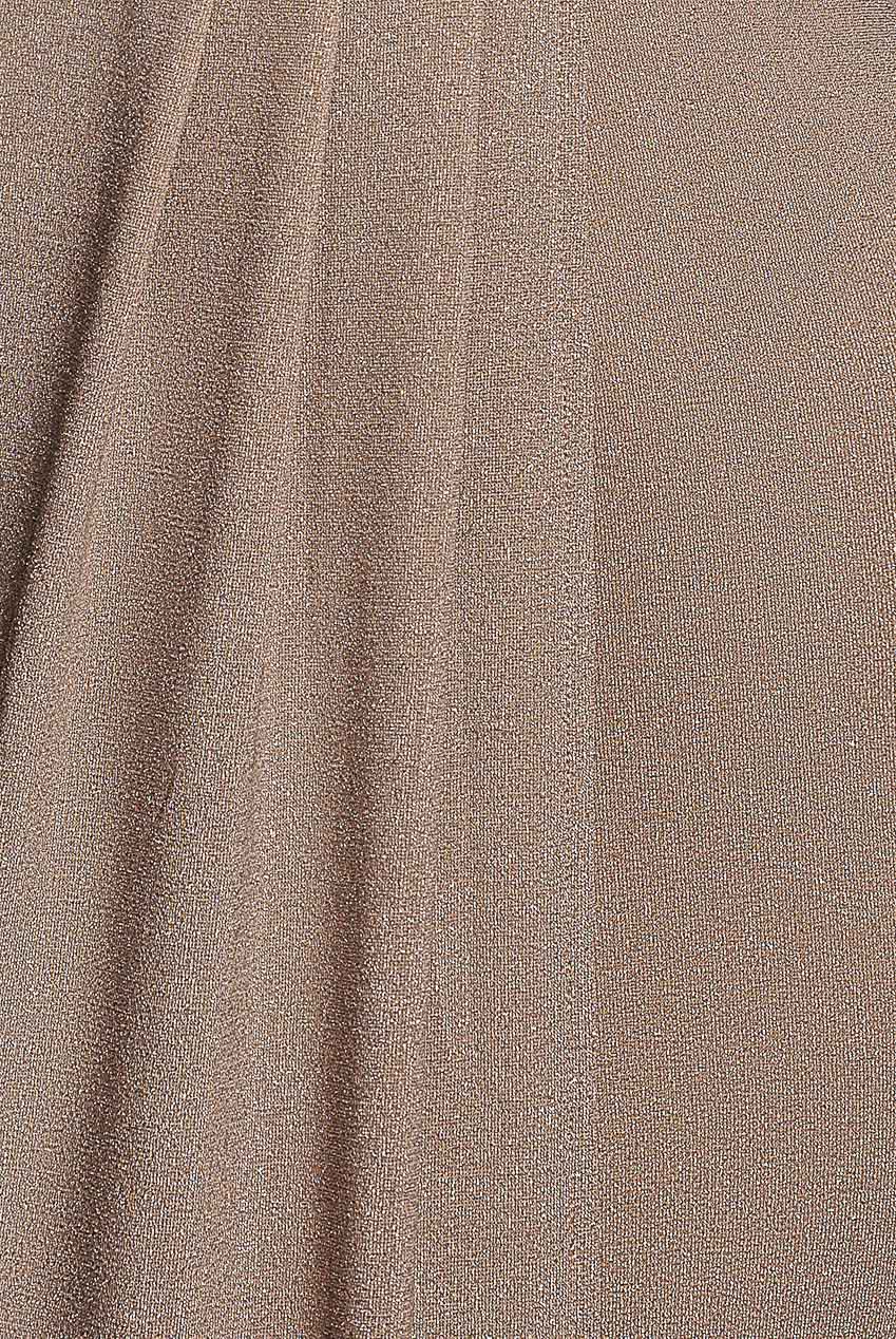 Plunge Neck Wrap Front Split Lurex Maxi Dress - Nude DR3314