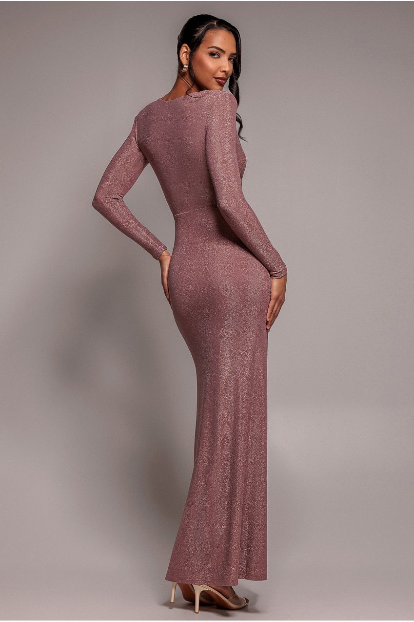 Front Crossover Lurex Split Maxi - Rose DR3314
