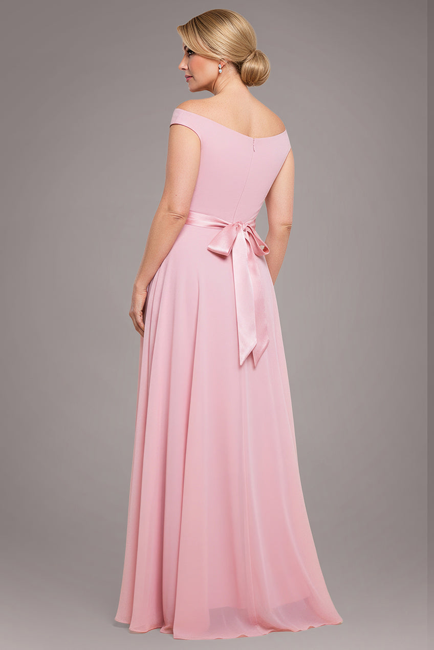 Cowl Neck Chiffon Maxi Dress - Blush Pink DR3335M