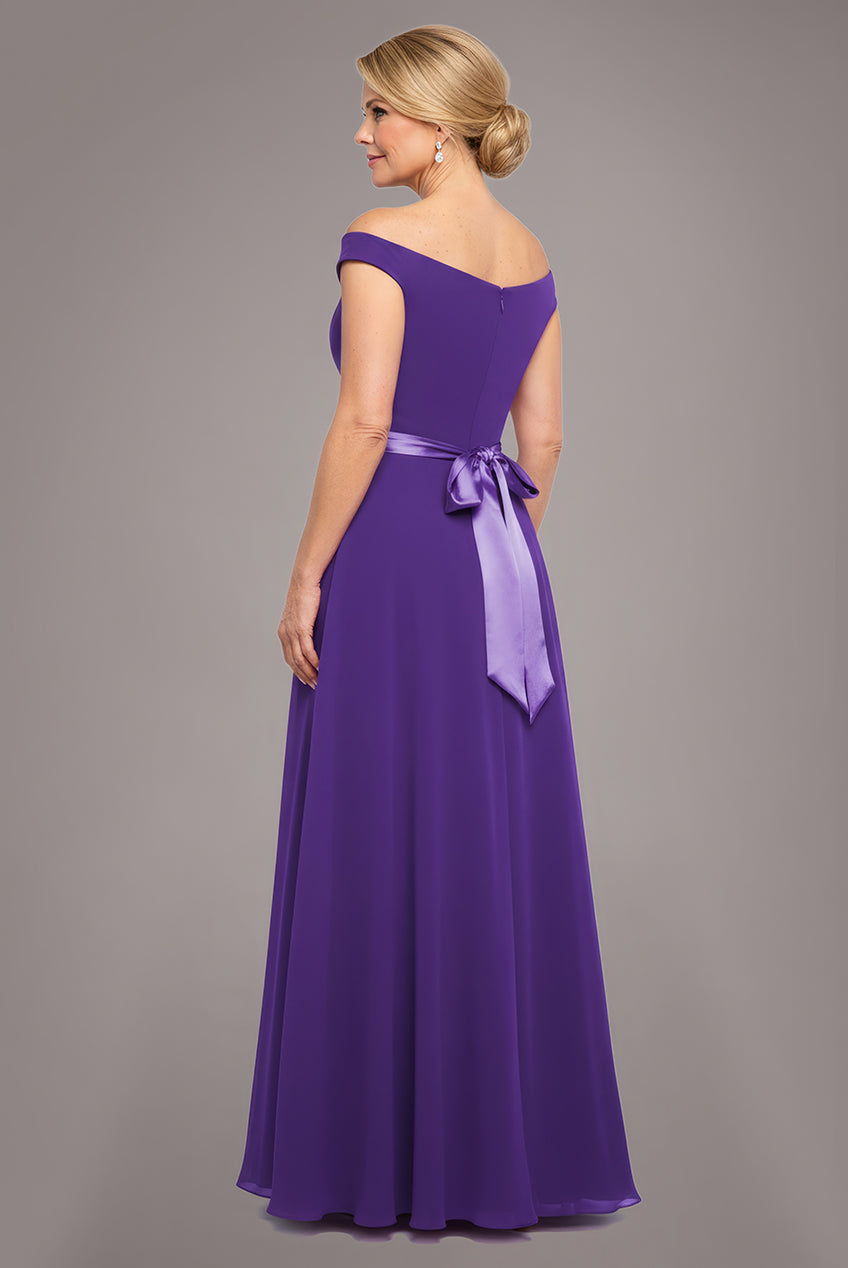 Cowl Neck Chiffon Maxi Dress - Purple DR3335M