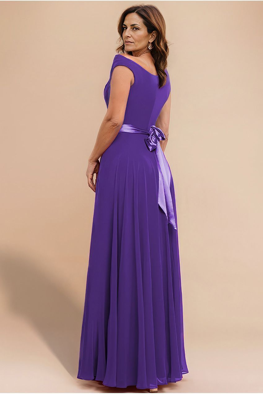 Cowl Neck Chiffon Maxi Dress - Purple DR3335M
