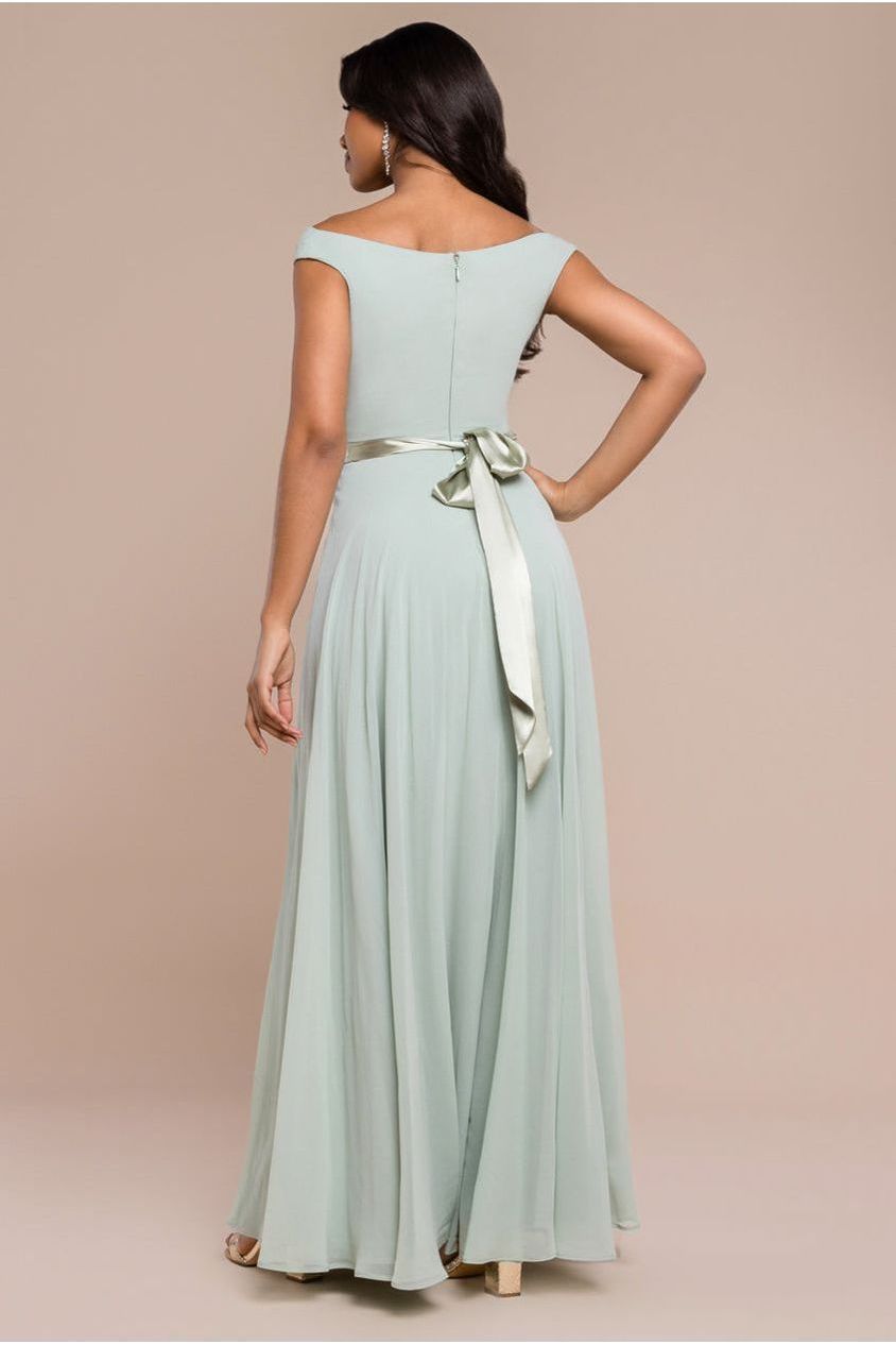 Cowl Neck Chiffon Maxi Dress - Sage Green DR3335A