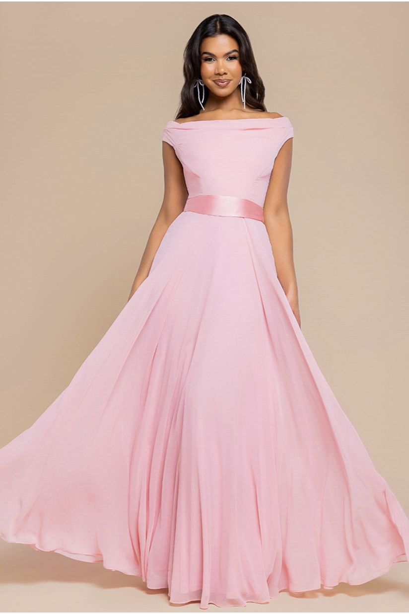 Cowl Neck Chiffon Maxi Dress - Blush Pink DR3335A